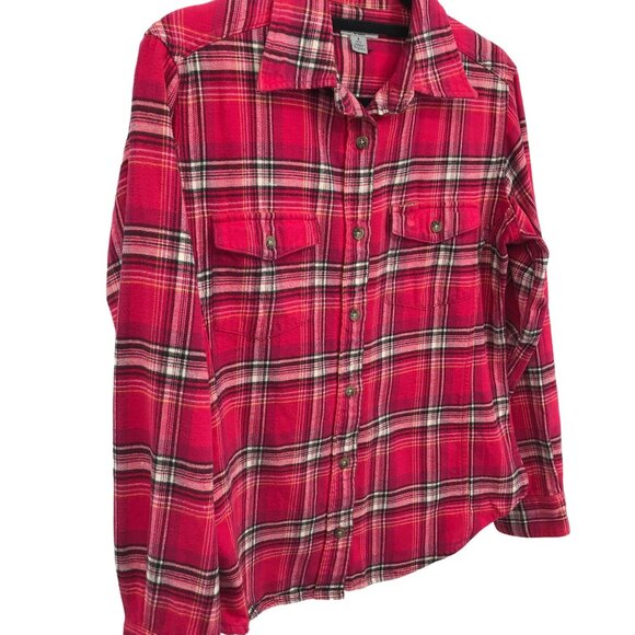Carhartt Womens Red Multi Plaid Flannel Long Sleeve Button Front Top Size S - Picture 2 of 8